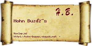 Hohn Buzás névjegykártya